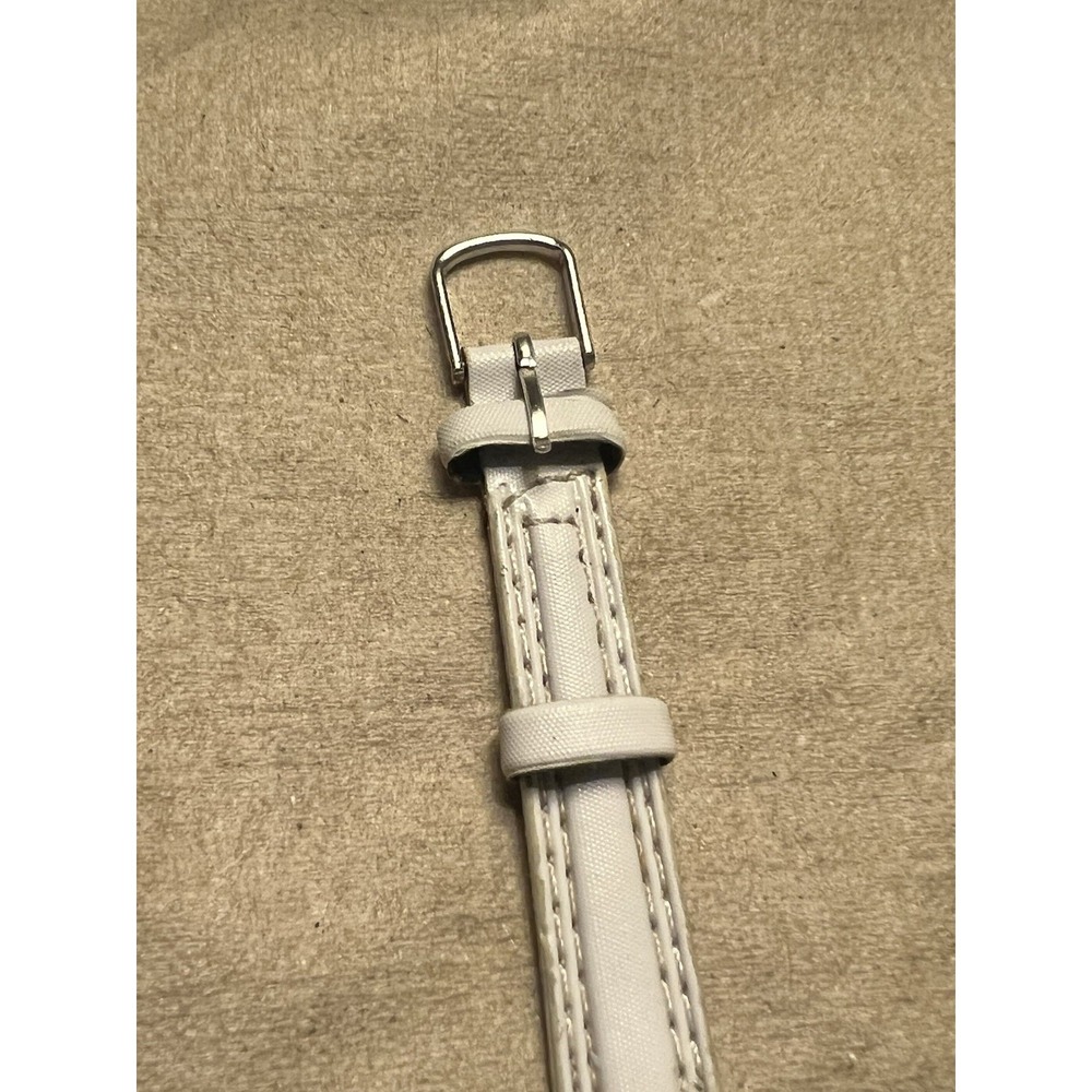 Vintage Disney Mickey Mouse Quartz Wrist Watch White Leather Band Works Great! - Picture 5 of 12